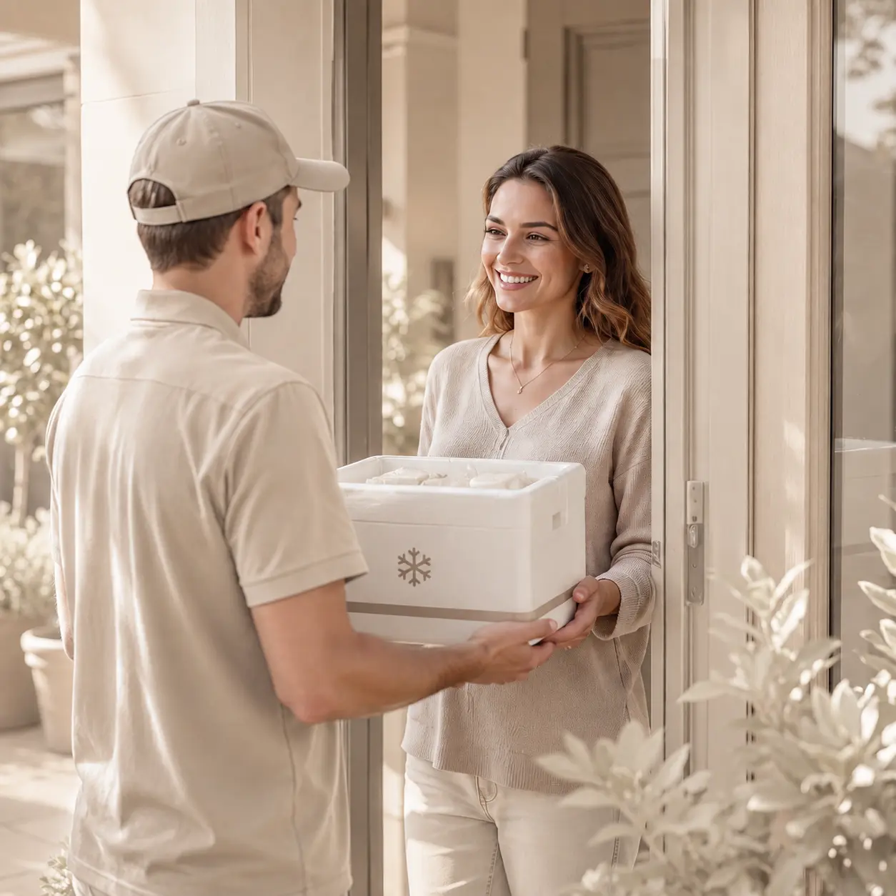 Discreet cold-chain package delivered to a patient's door